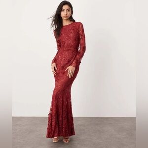 ASOS Embroidered Floral Long Sleeve Lace Dress